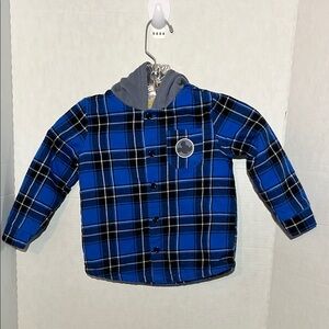 Disney Blue cozy Plaid Kids Jacket with Gray Hood